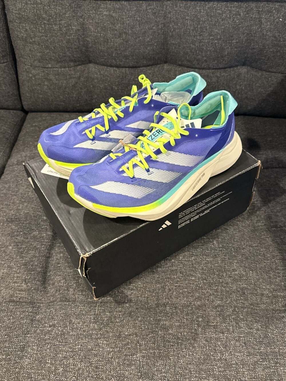 Adidas Adizero Adios Pro 3 Size 10 1/2 Blue Green Running Shoes ID3635